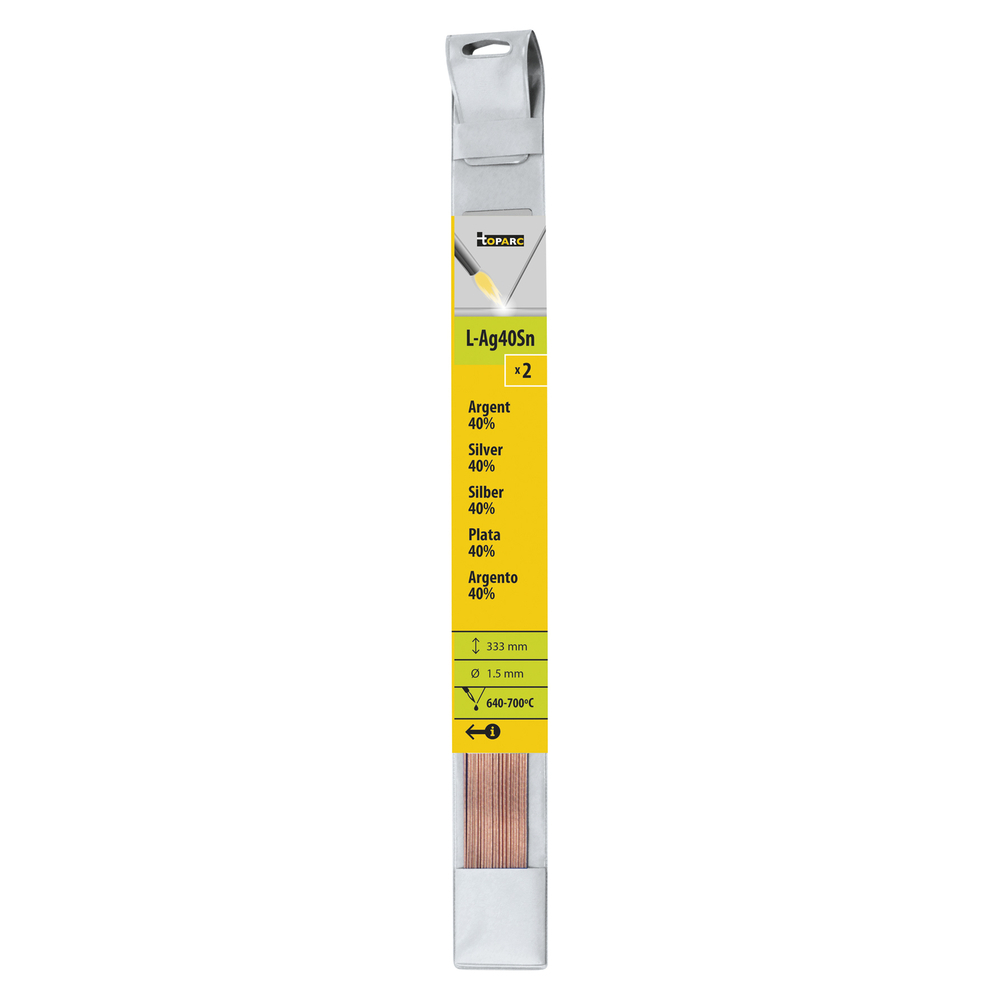 2 BAGUETTES ARGENT 40% Ø 1,5mm - L. 333mm - GYS - 047266