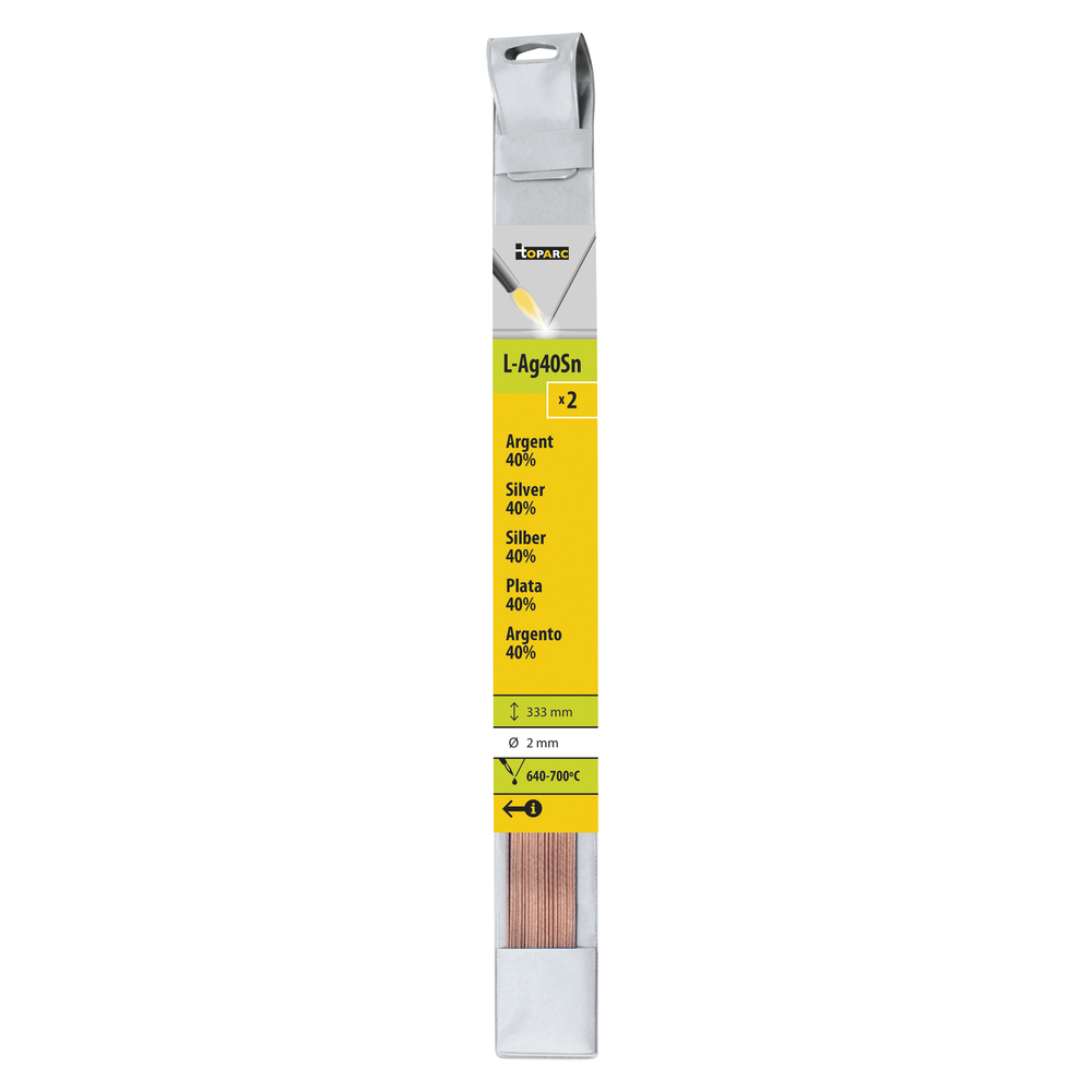 2 BAGUETTES ARGENT 40% Ø 2mm - L. 333mm - GYS - 047273