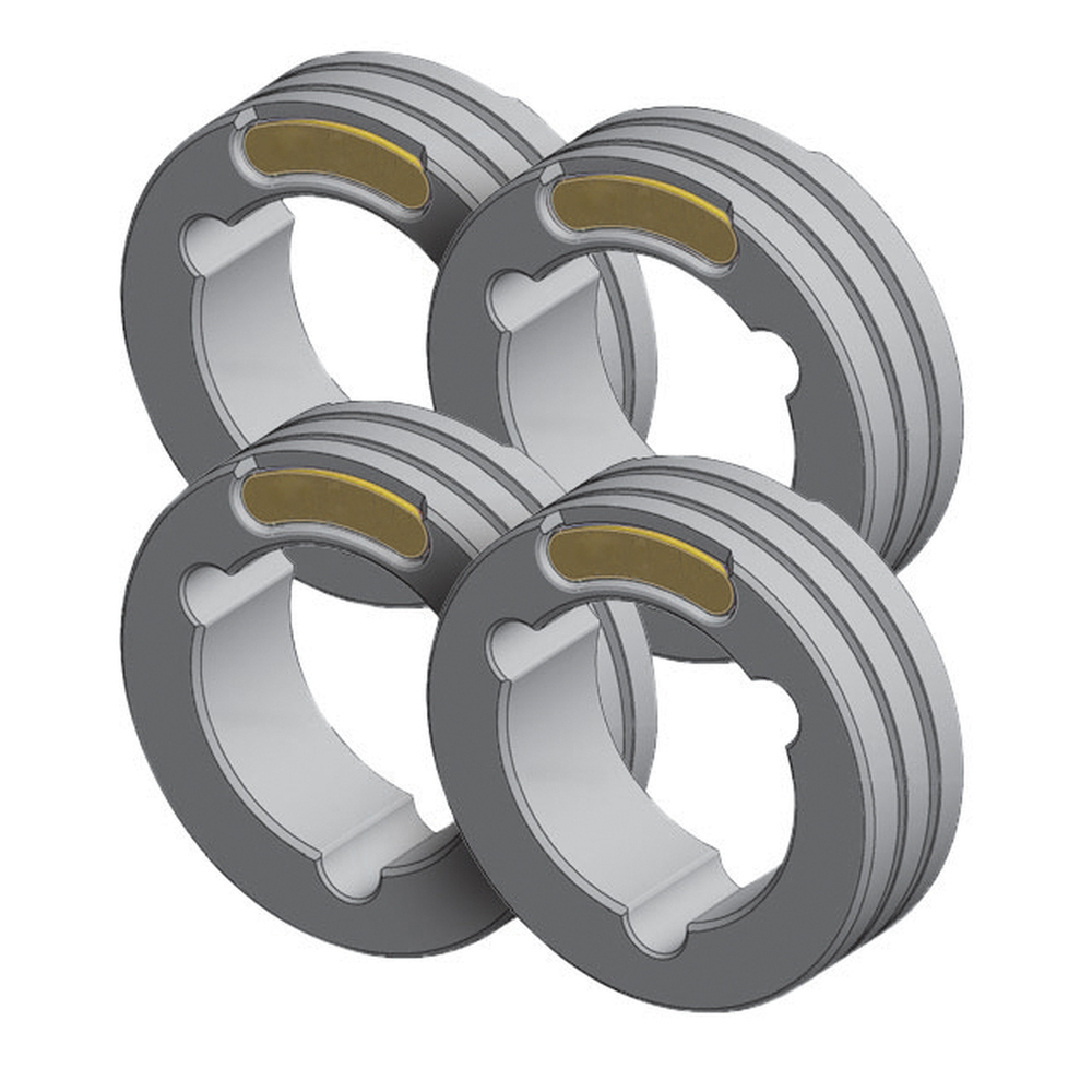 LOT DE 4 GALETS TWIN TYPE F - FIL FOURRE ACIER Ø 1.6/2.4 - Jaune/Gris - GYS - 061958