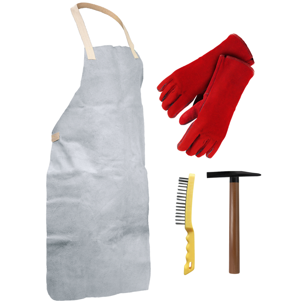 LOT ÉQUIPEMENT PRO DU SOUDEUR:Tablier-Gants-Marteau-Brosse - GYS - 070561