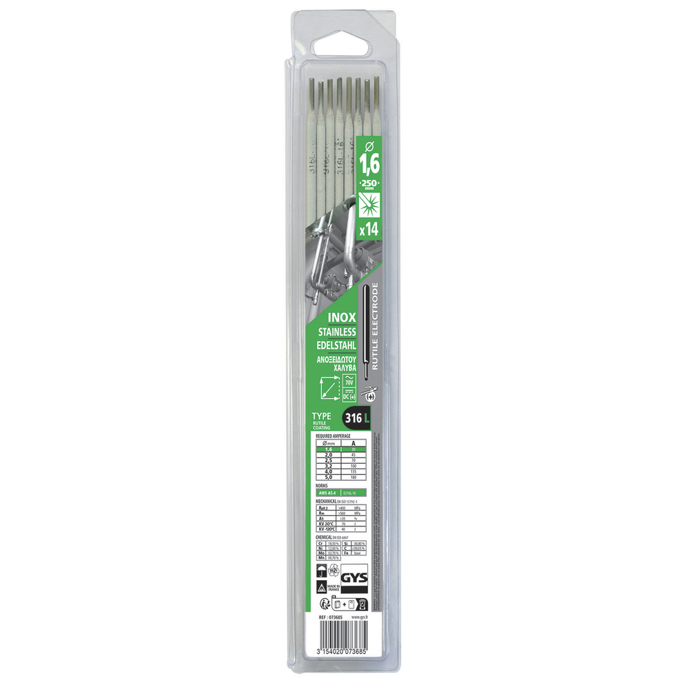 Électrodes inox GYS 316L Ø 1,6 lot de 14 - 073685