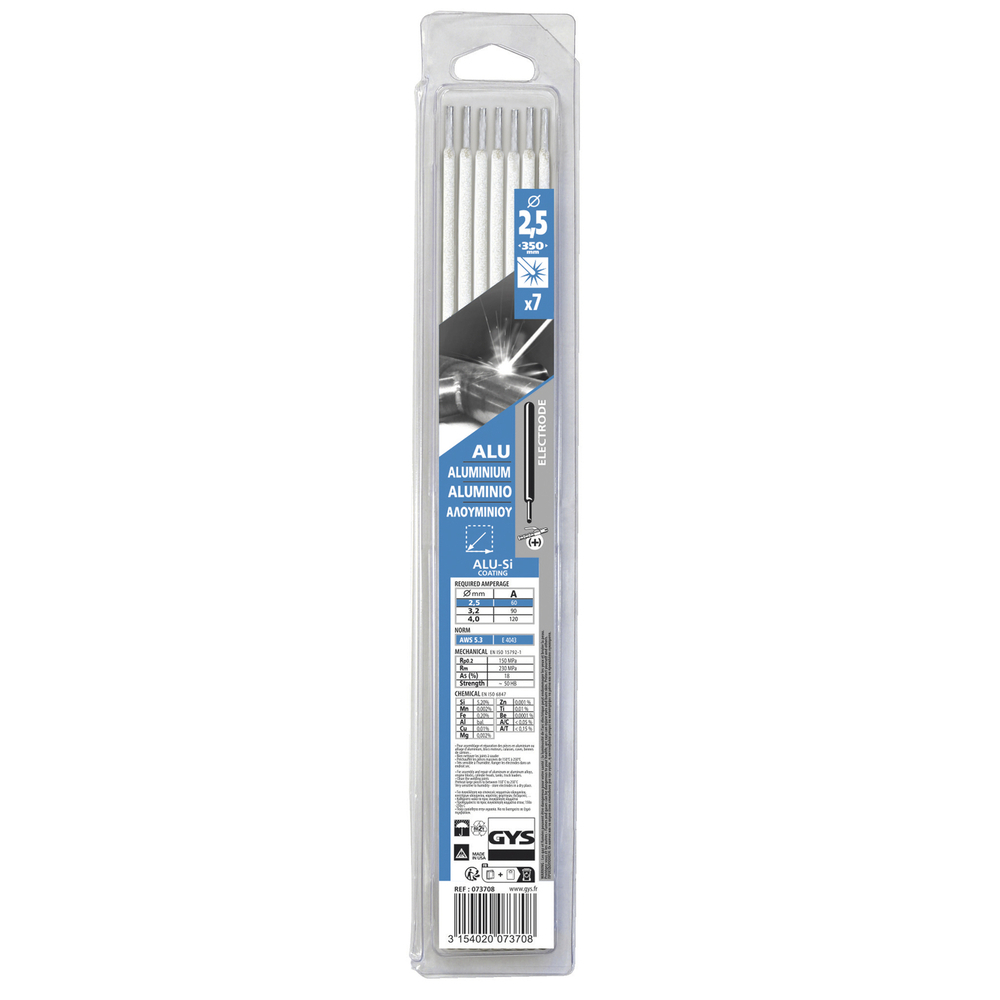 7 ÉLECTRODES ALU Ø2,5 - BLISTER - GYS - 073708