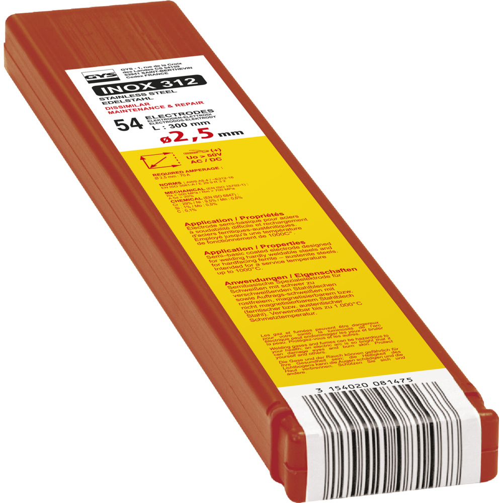 54 ÉLECTRODES 312 MAINTENANCE/REPARATION Ø2,5 - GYS - 081475