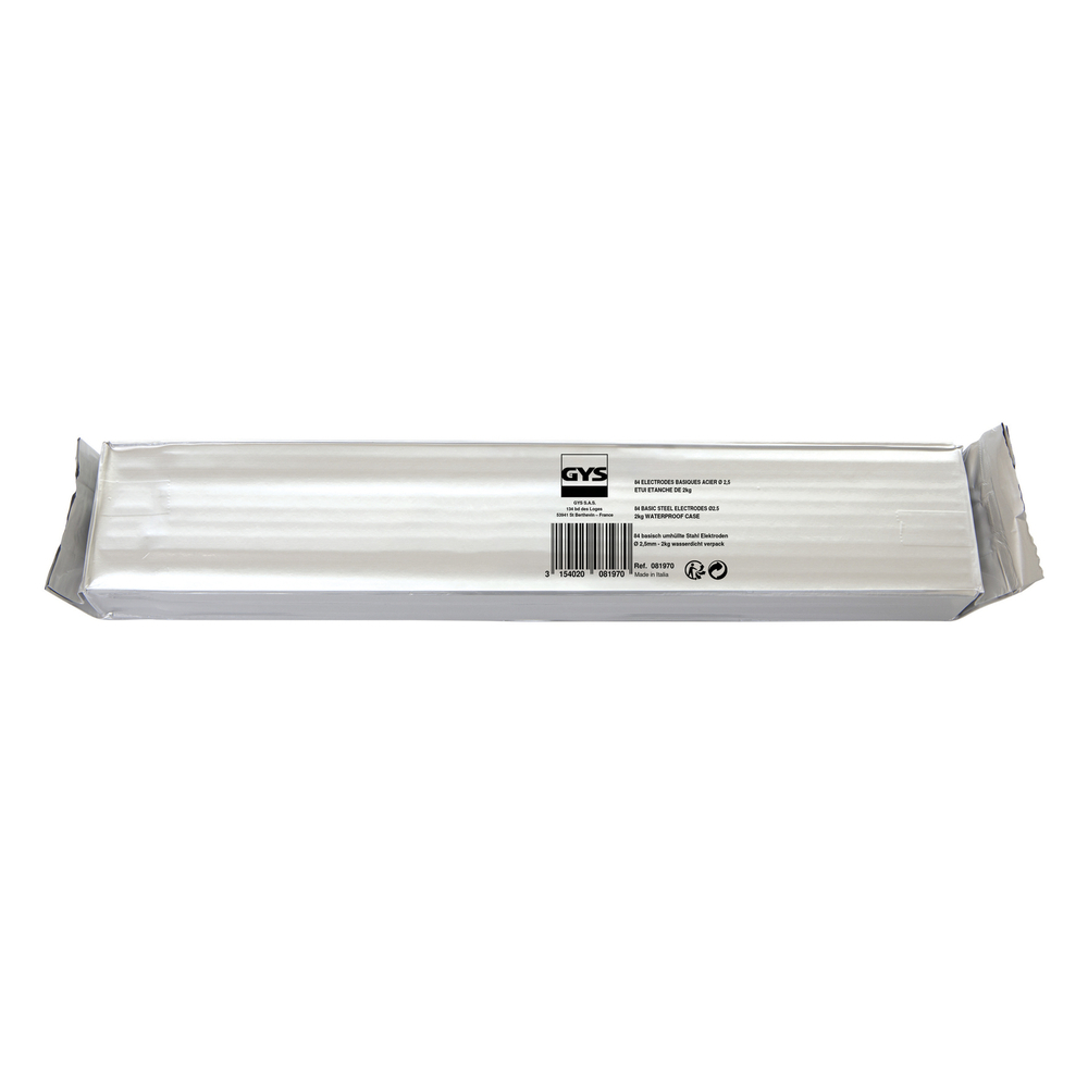 84 ÉLECTRODES BASIQUES ACIER Ø2,5 - ETUI ETANCHE DE 2kg - GYS - 081970