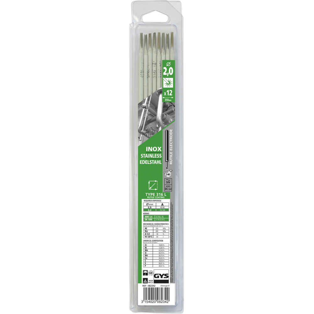 Électrodes inox GYS 316L Ø 2,0 lot de 12 - 082359