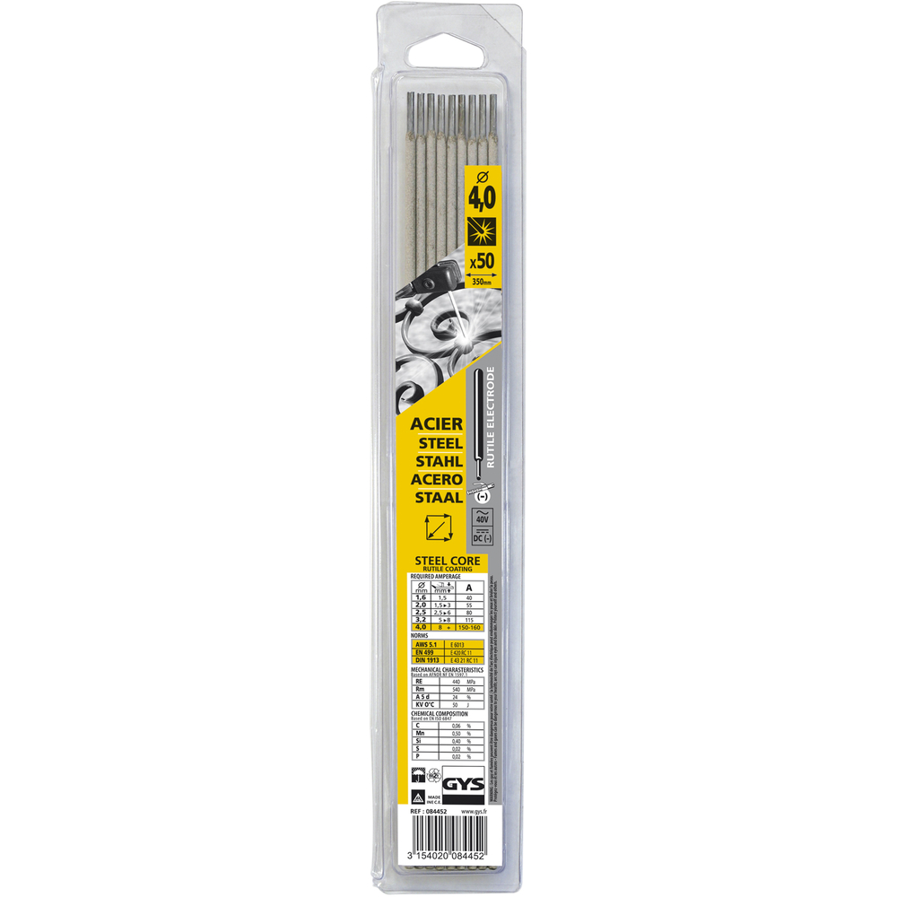 Blister de 50 Électrodes rutiles E6013 Ø 4,0 GYS - 084452