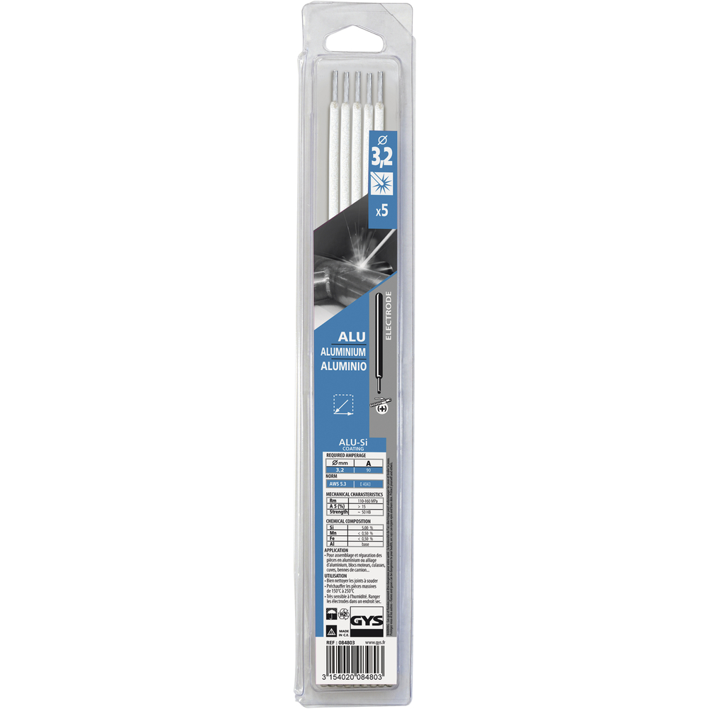 5 Électrodes Alu E4043 Ø 3,2 mm - Blister GYS - 084803