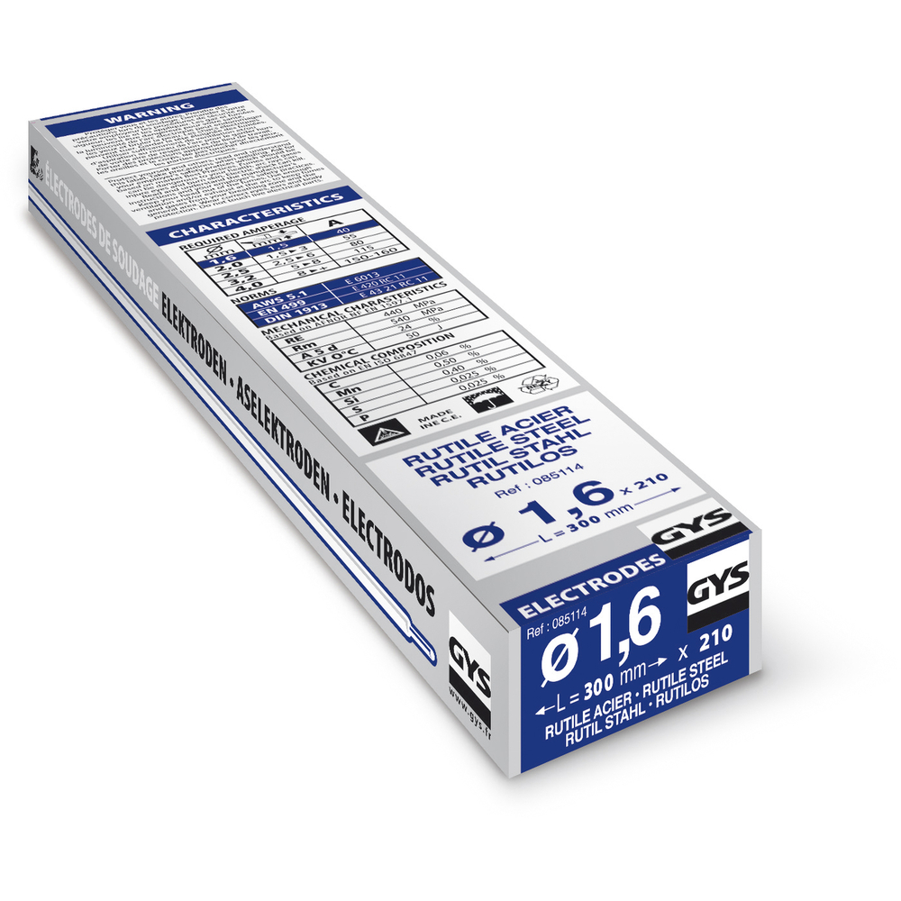 Demi-étui de 210 Électrodes rutiles E6013 Ø 1,6 GYS - 085114