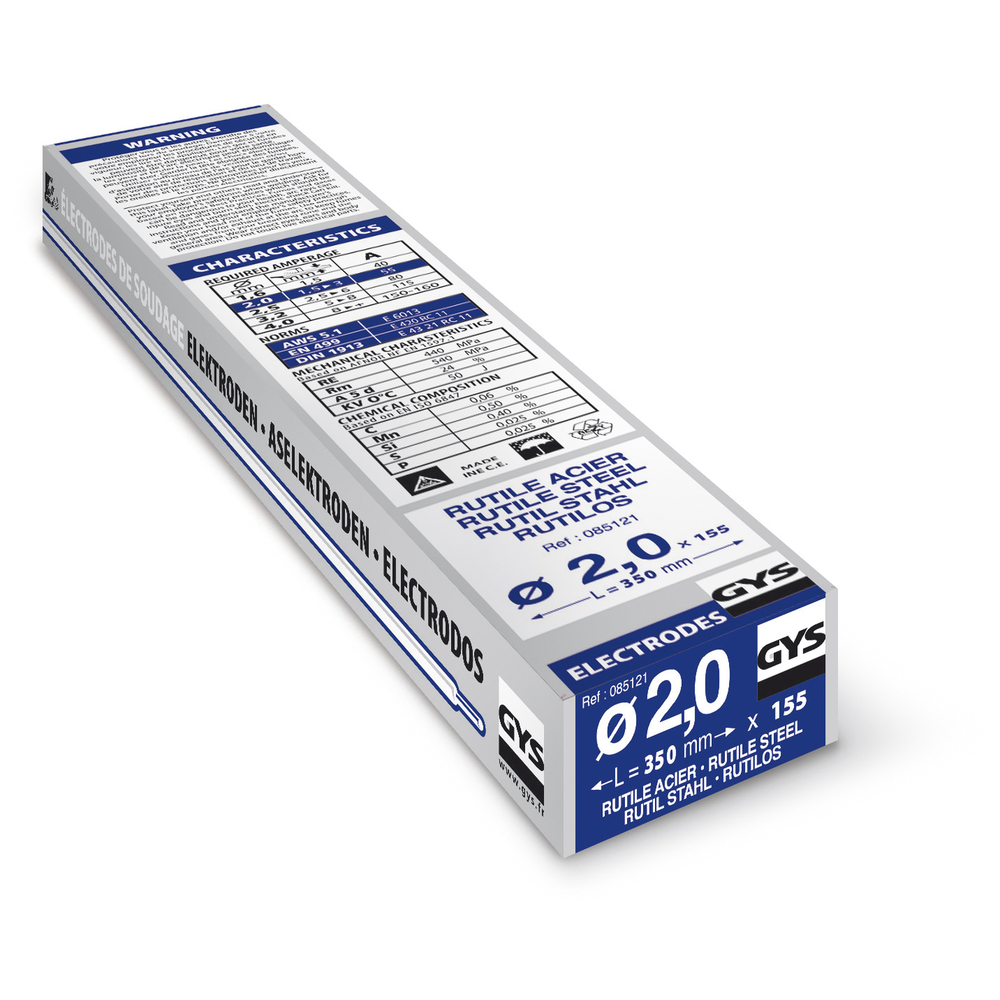 Demi-étui de 155 Électrodes rutiles E6013 Ø 2,0 GYS - 085121