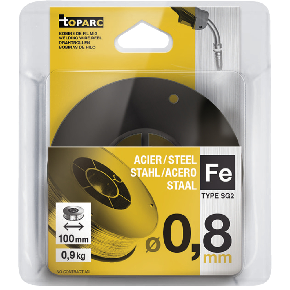 Fil plein acier G3Si1/ER70S-6 Ø 0,8 - Bobine S100 / 0,9kg TOPARC - 086609