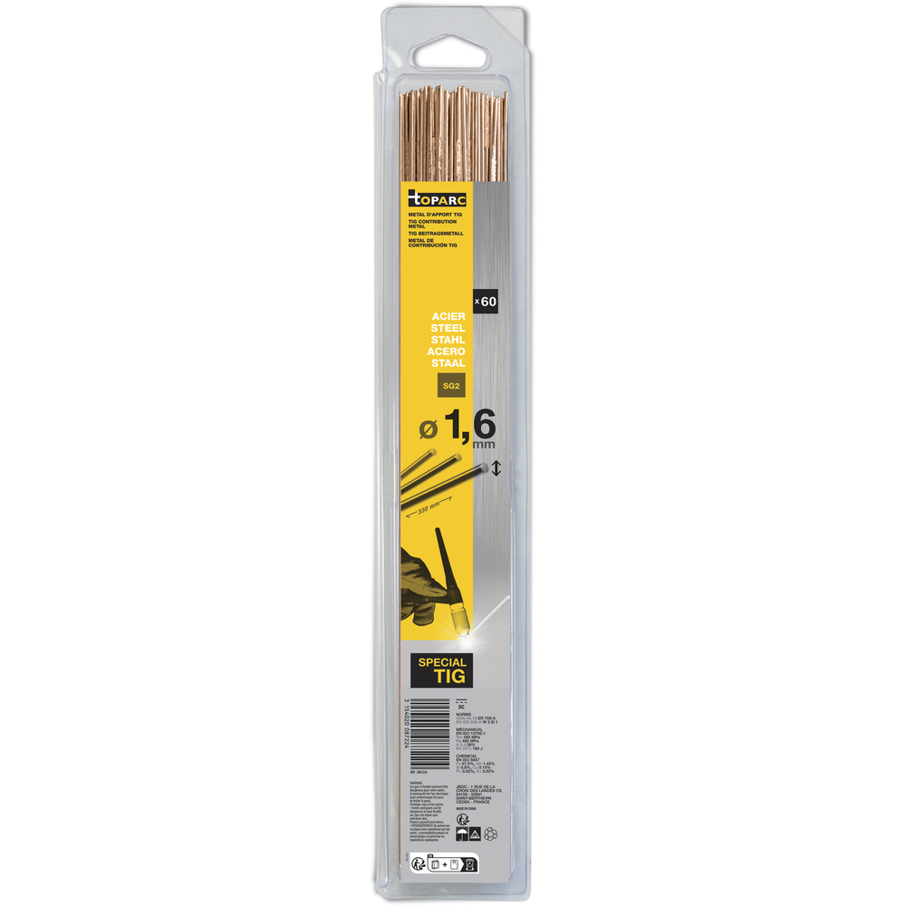 Blister de 60 baguettes TIG acier SG2 330mm Ø 1,6 GYS - 087224