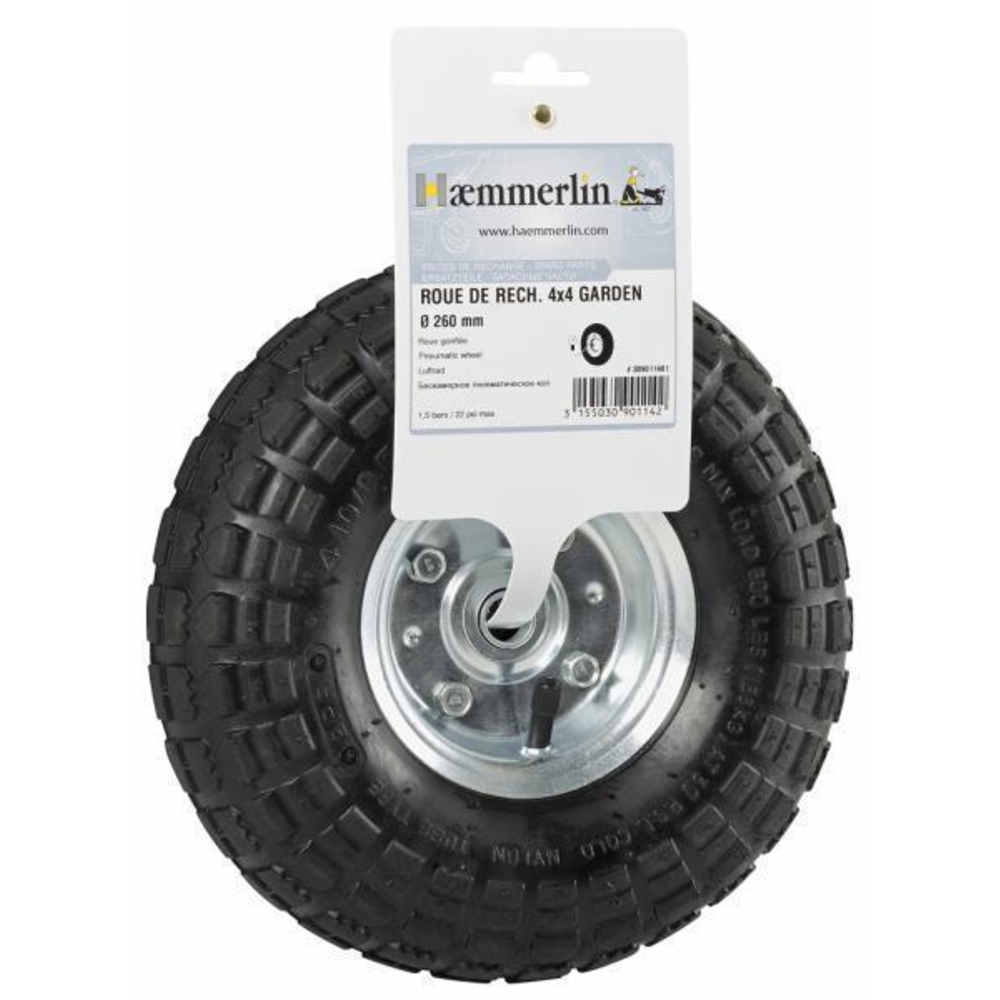 Roue Gonflée de rechange PF27 pour chariot 4x4 Garden HAEMMERLIN - 309011401
