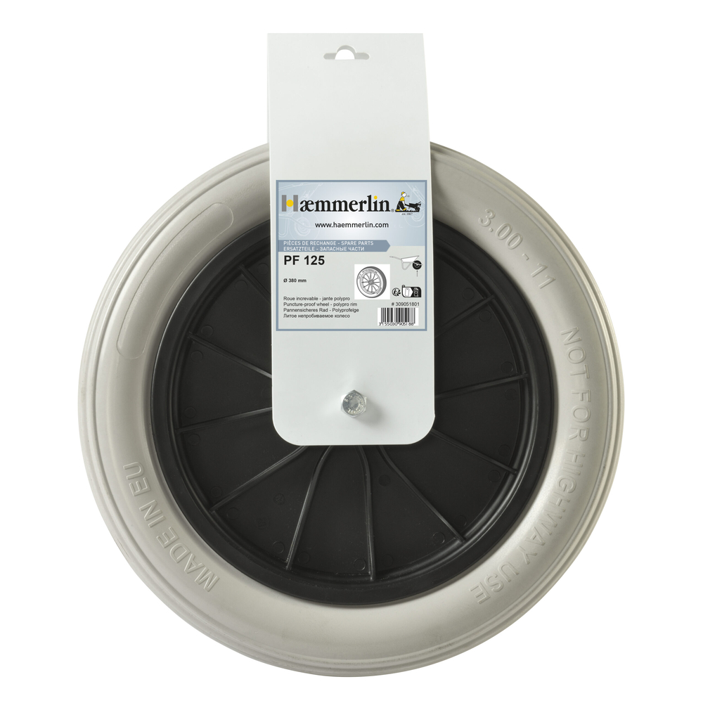 Roue de brouette increvable PF 124 POUR BROUETTE PREMS - RENO 95 HAEMMERLIN - 309051801