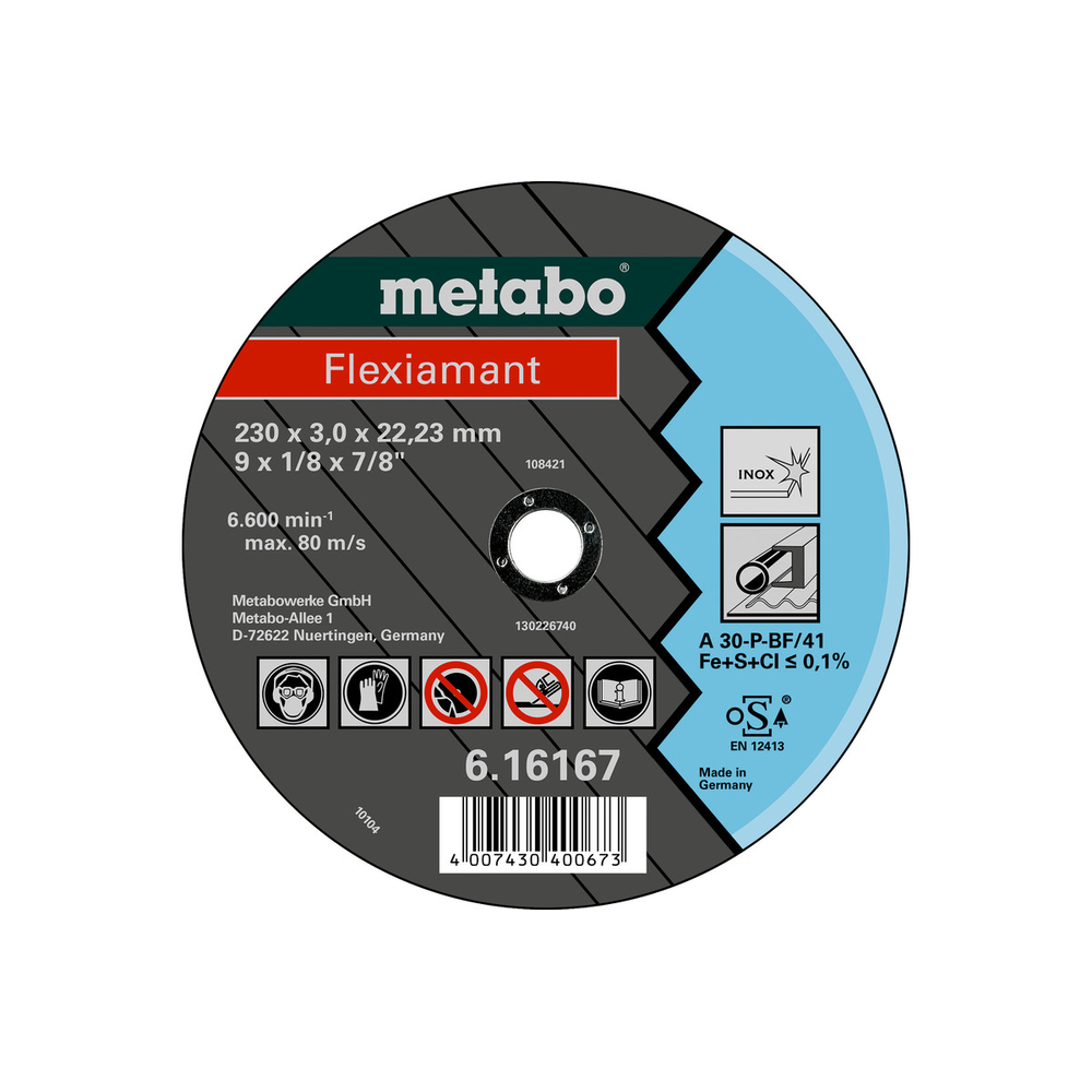Flexiamant 180 x 3,0 x 22,23 inox, TF 41 - METABO - 616163000