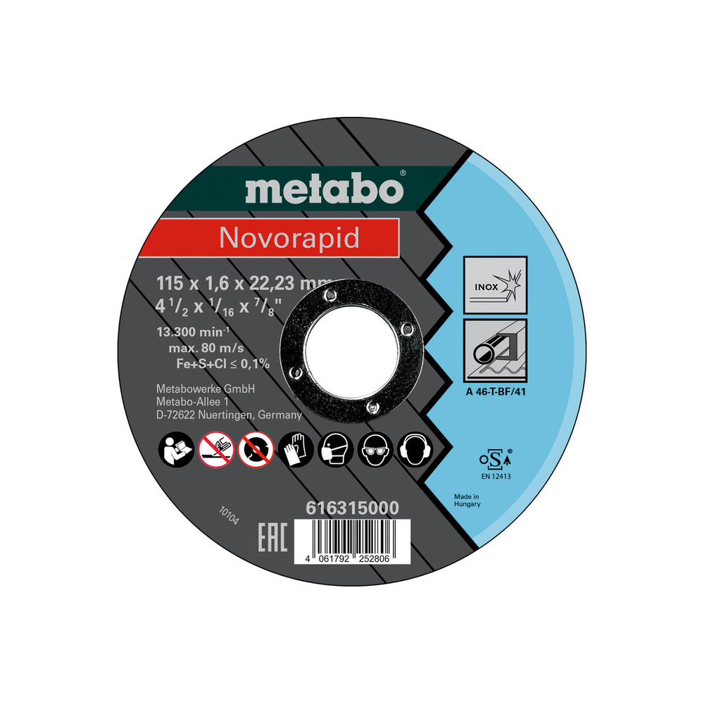 Novorapid 115 x 1,6 x 22,23 Inox, TF 41 - METABO - 616315000