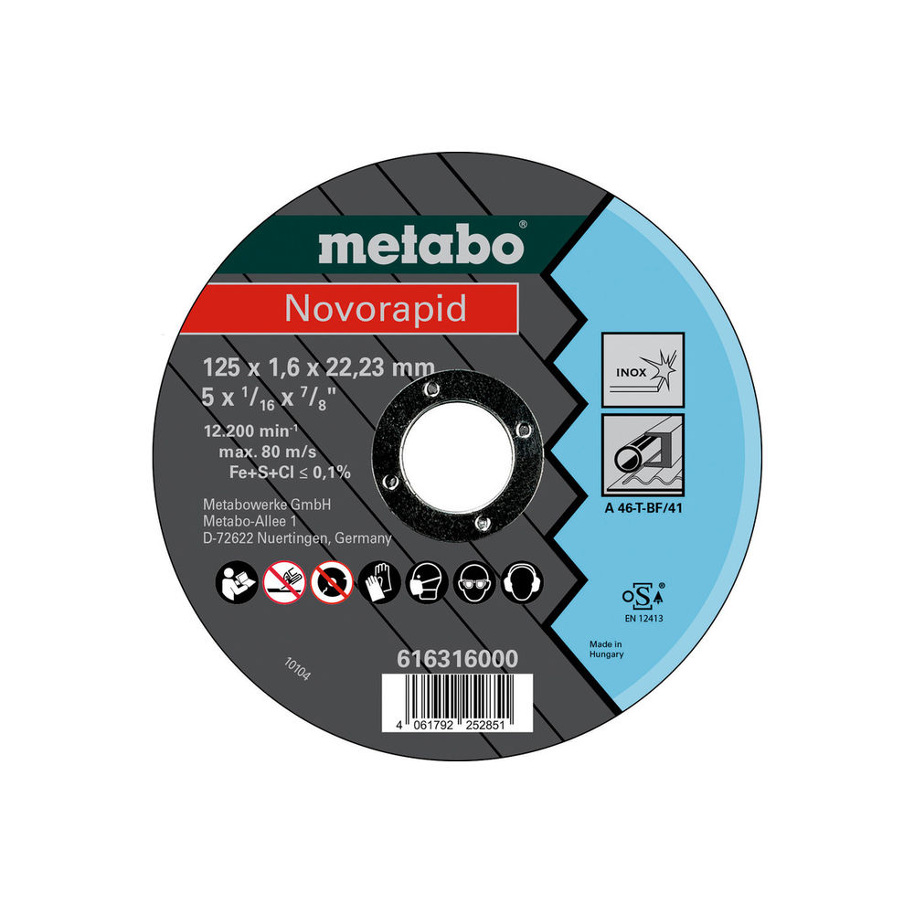 Novorapid 125 x 1,6 x 22,23 Inox, TF 41 - METABO - 616316000