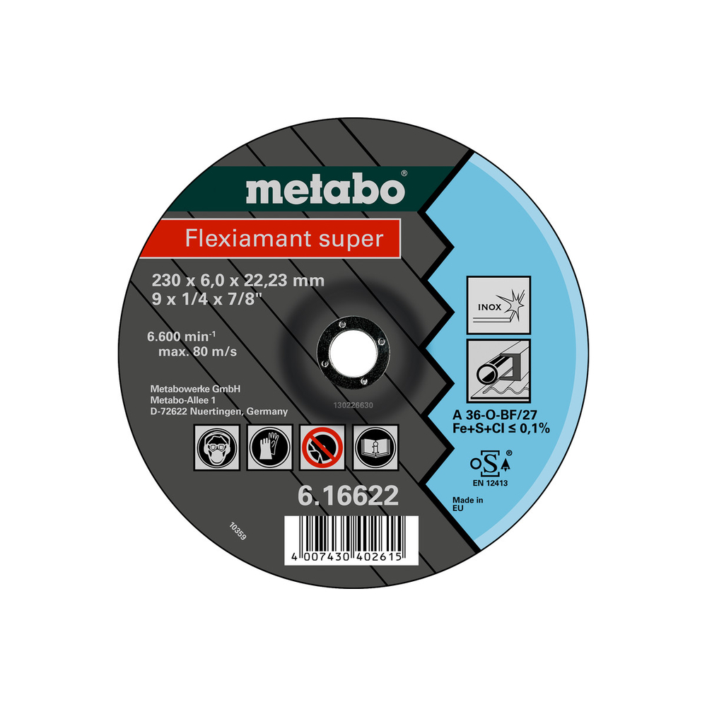 Flexiamant super 230 x 6,0 x 22,23 inox, SF 27 - METABO - 616622000