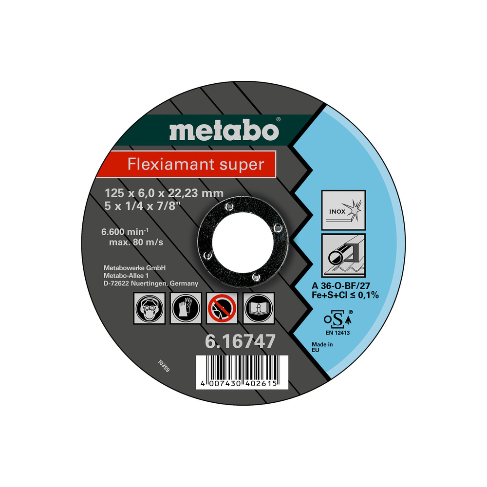 Flexiamant super 125 x 6,0 x 22,23 inox, SF 27 - METABO - 616747000