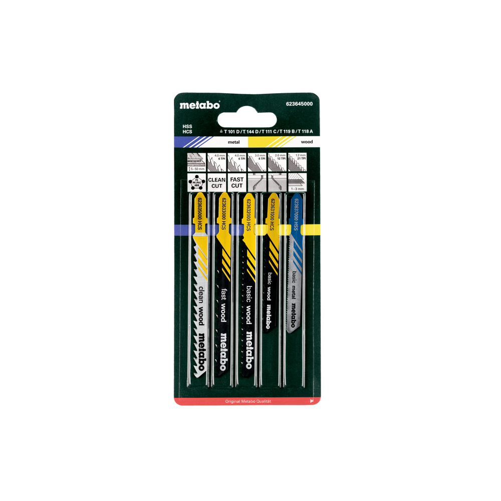 Assortiment 2 de lames de scies sauteuses, B+M+plast., 5 pièces - METABO - 623645000