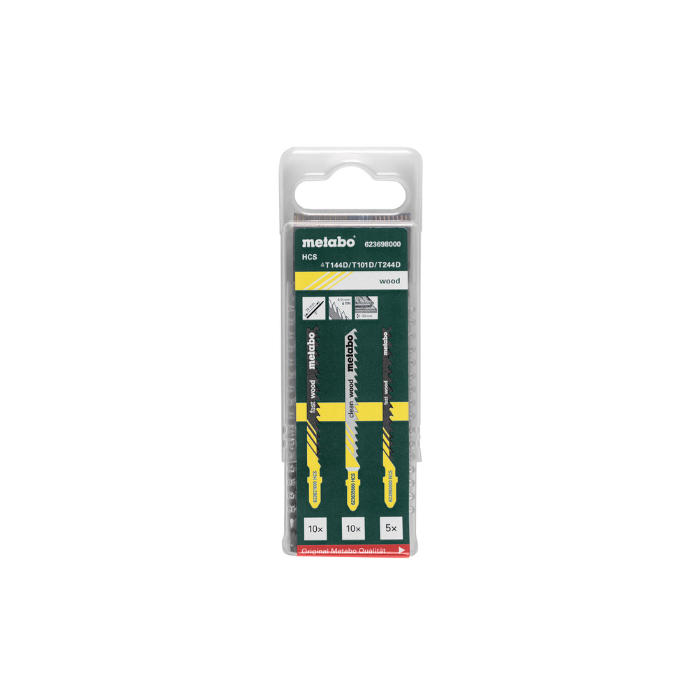 Assortiment 4 de lames de scies sauteuses, bois, 25 pièces - METABO - 623698000