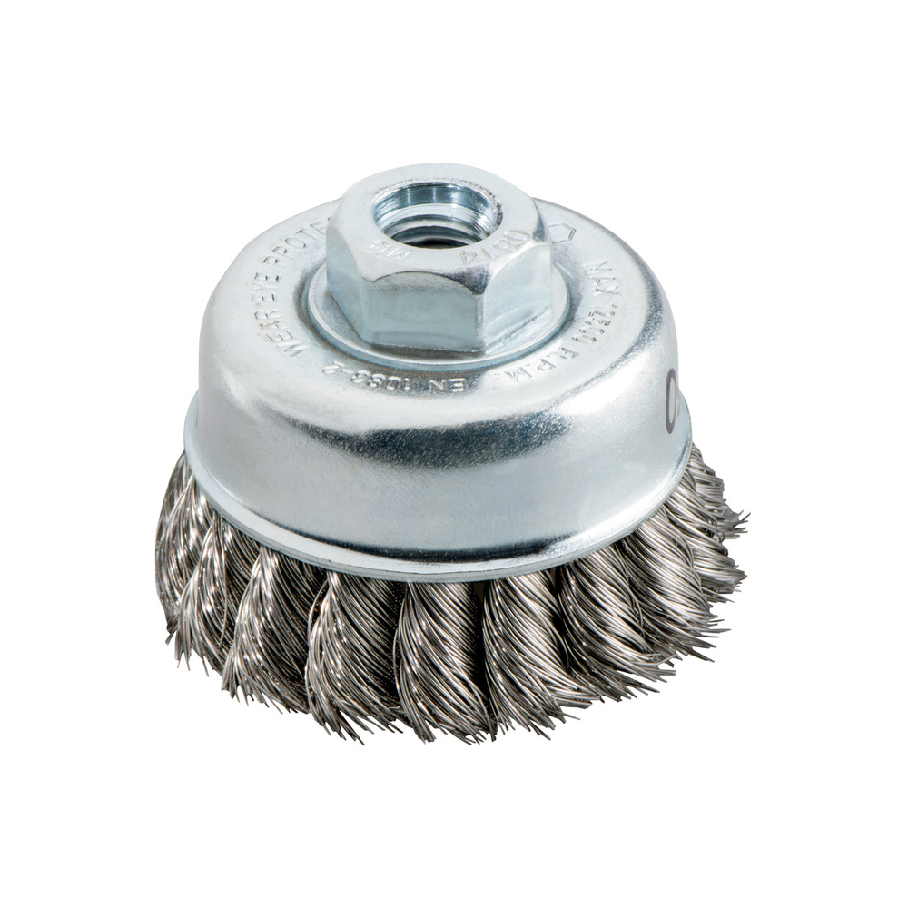 Brosse boisseau 100x0,5 mm/ M 14, acier, torsadé - METABO - 623711000
