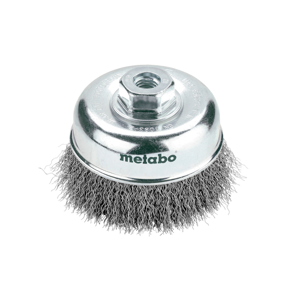 Brosse boisseau 100x0,3 mm/ M 14, acier, ondulé - METABO - 623719000