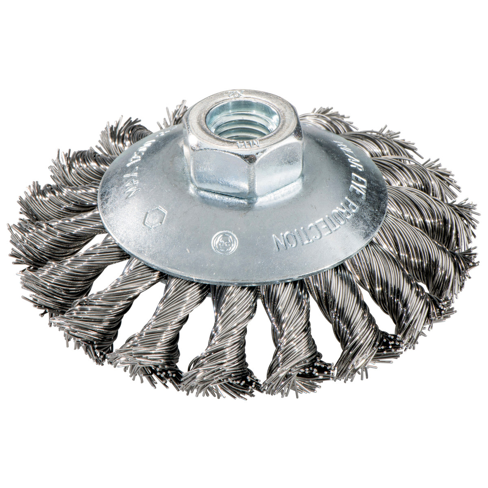 Brosse boisseau 100x0,5x10 mm/ M 14, acier, torsadé, modèle coudé - METABO - 623803000