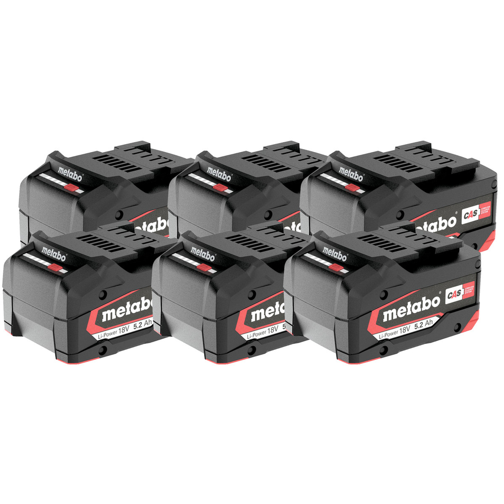 Set de 6 x batteries Li-Power 18 V - 5.2 Ah - METABO - 625152000