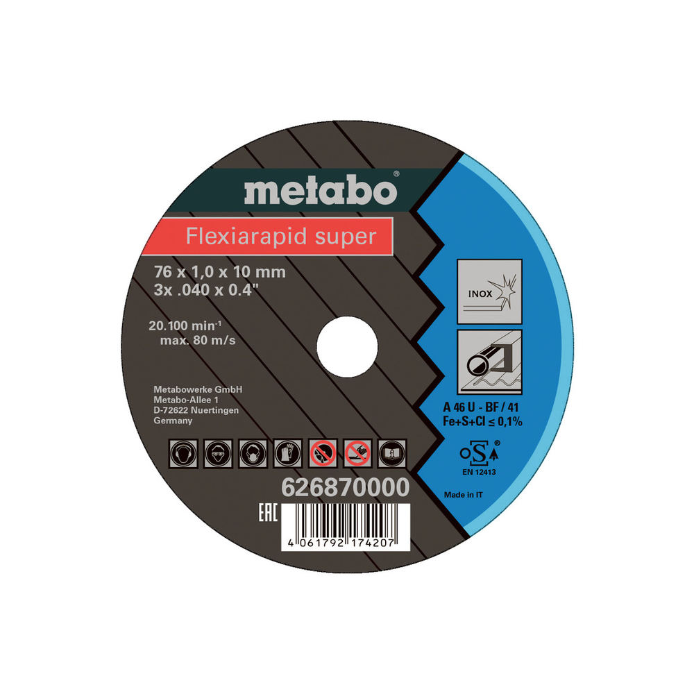 5 Flexiarapid Super 76x1,0x10,0 mm Inox, TF 41 - METABO - 626870000