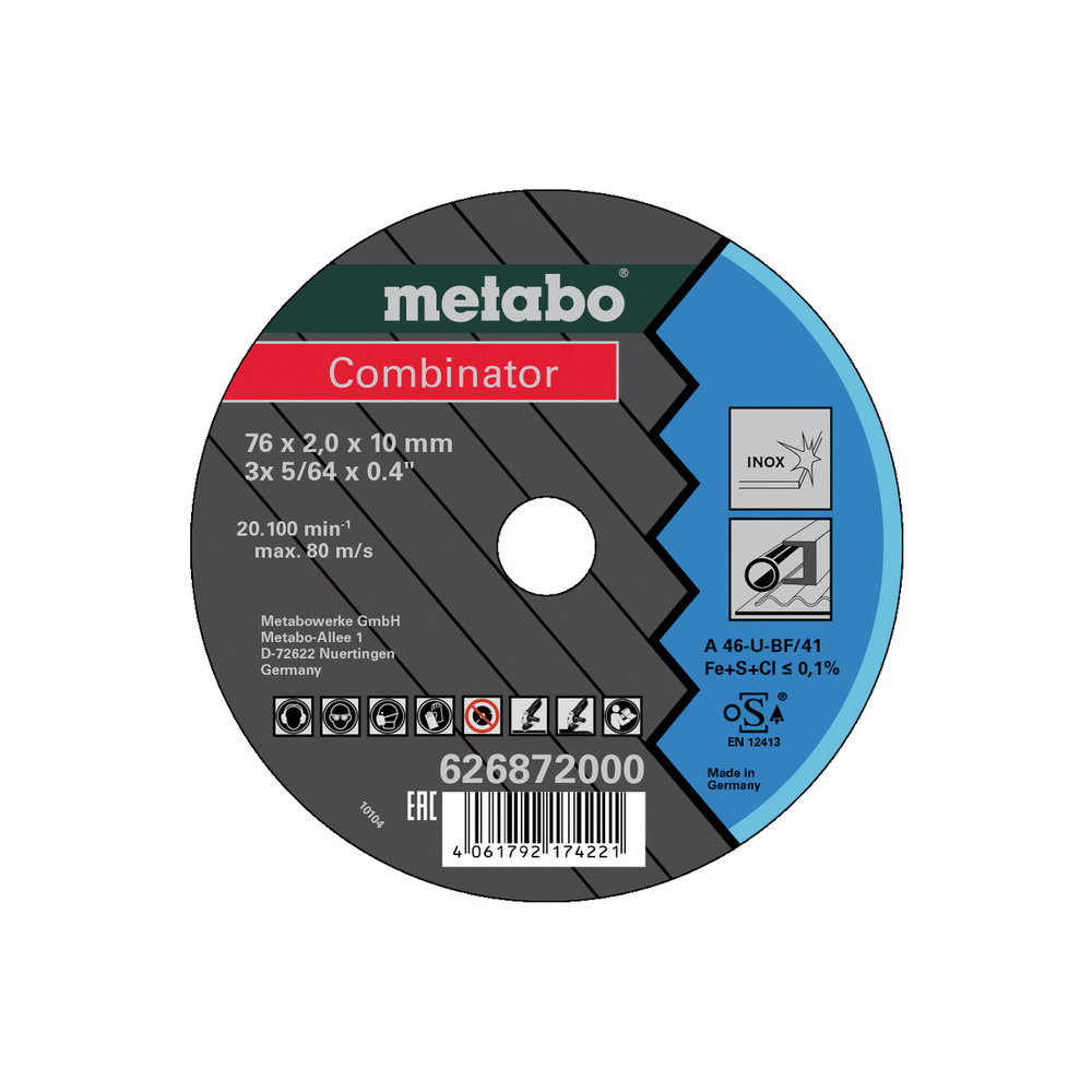 3 Combinator 76x2,0x10 mm Inox, TF 41 - METABO - 626872000
