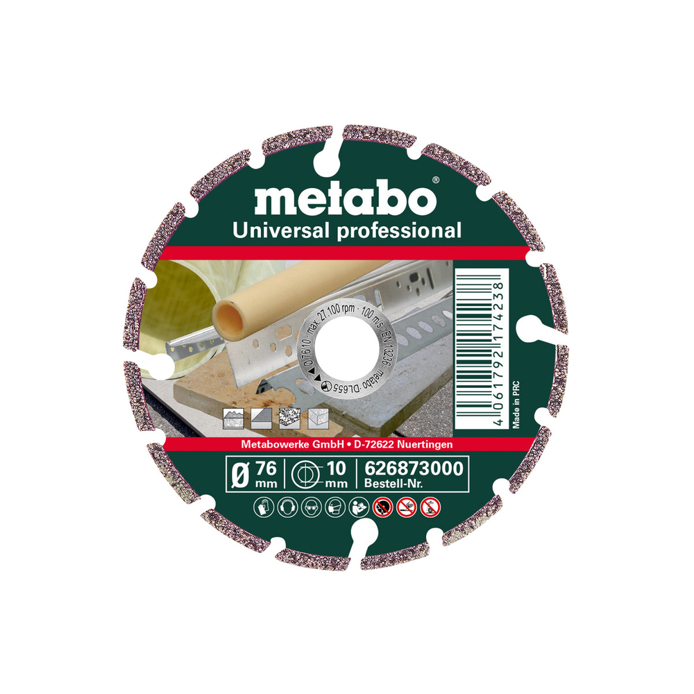 Meule de tronçonnage diamantée, 76x10,0mm, UP, Universal « professional » - METABO - 626873000