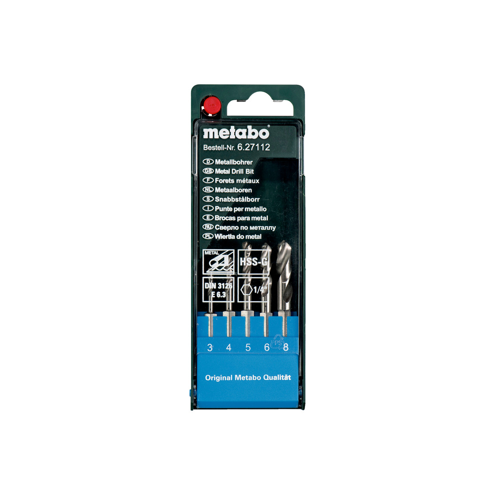 Coffret de forets HSS-G, 5 pièces E 6,3 - METABO - 627112000