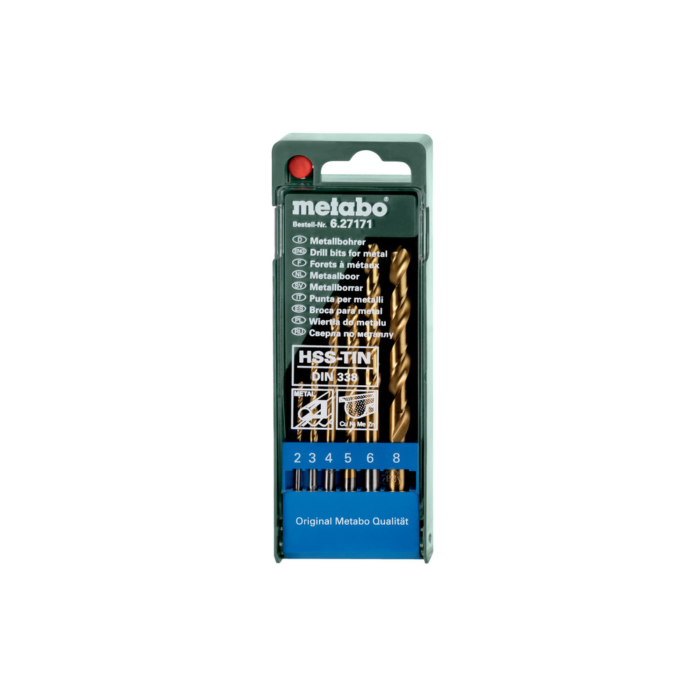 Coffret de forets HSS-TiN, 6 pièces - METABO - 627171000