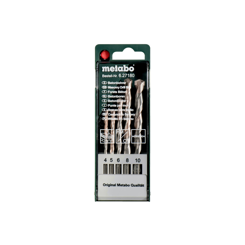 Coffret de forets à béton classic, 5 pièces - METABO - 627180000