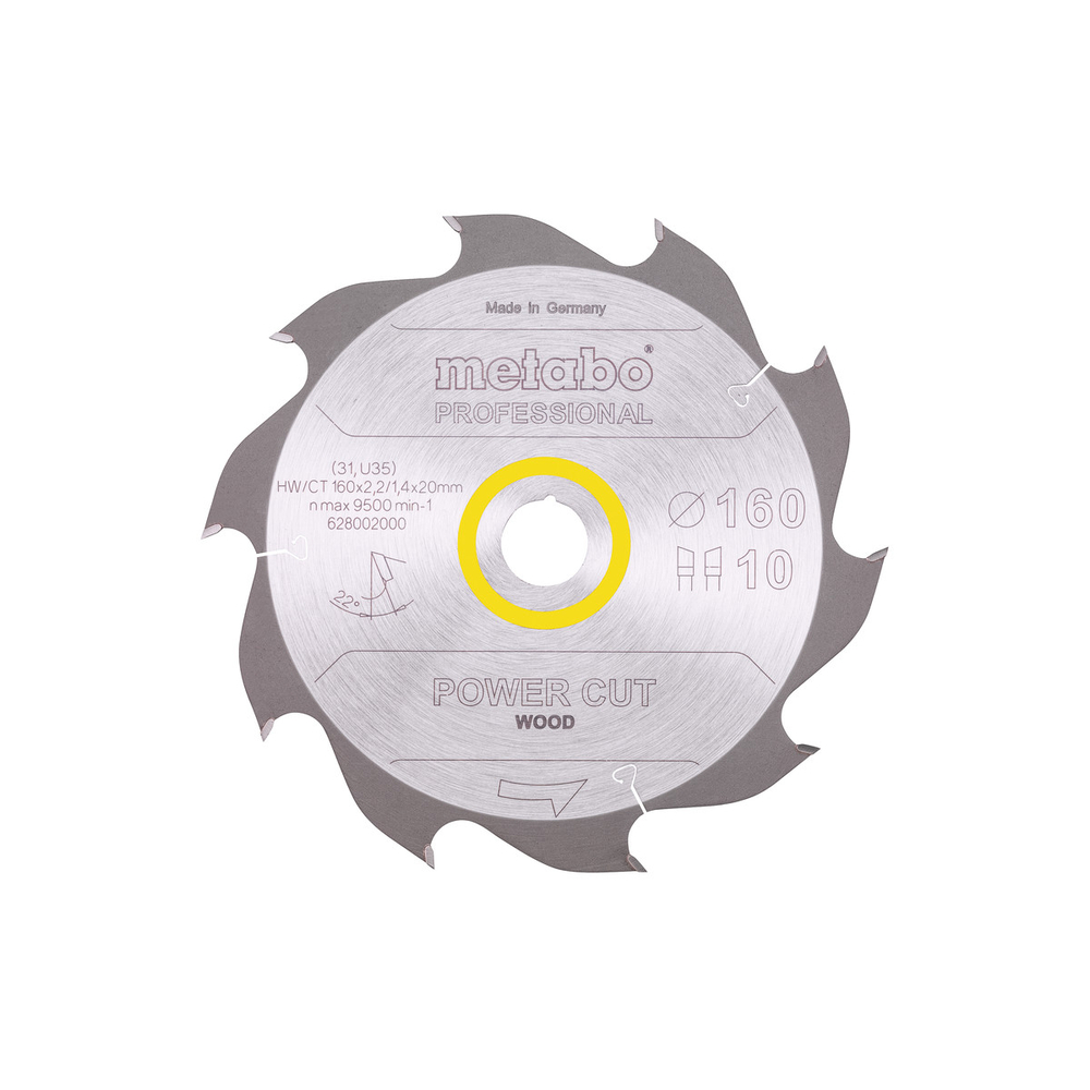 Lame de scie « power cut wood - professional », 160x20, Z10 WZ 22° - METABO - 628002000