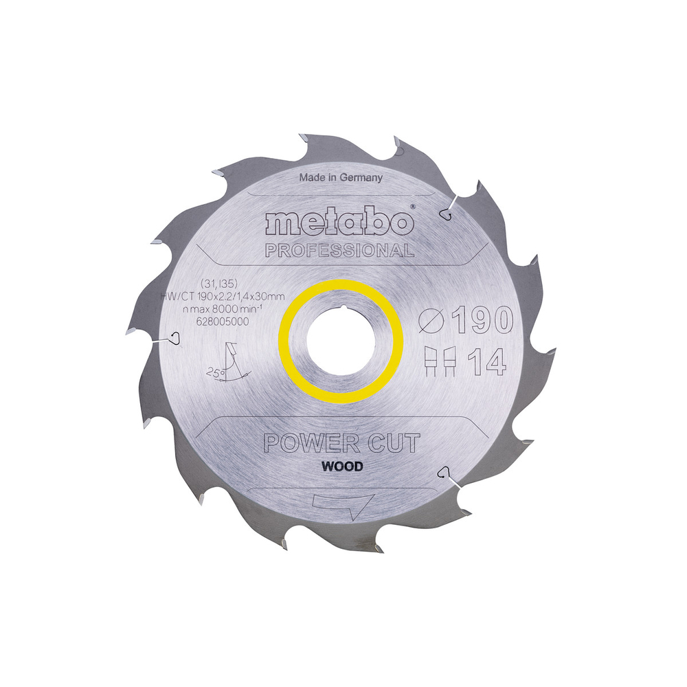 Lame de scie « power cut wood - professional », 190x30, Z14 WZ 25° - METABO - 628005000