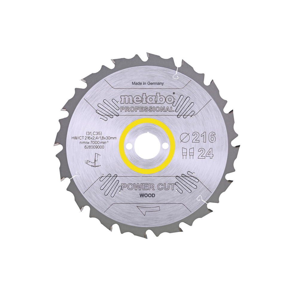 Lame de scie « power cut wood - professional », 216x30, Z24 WZ 5° nég. - METABO - 628009000