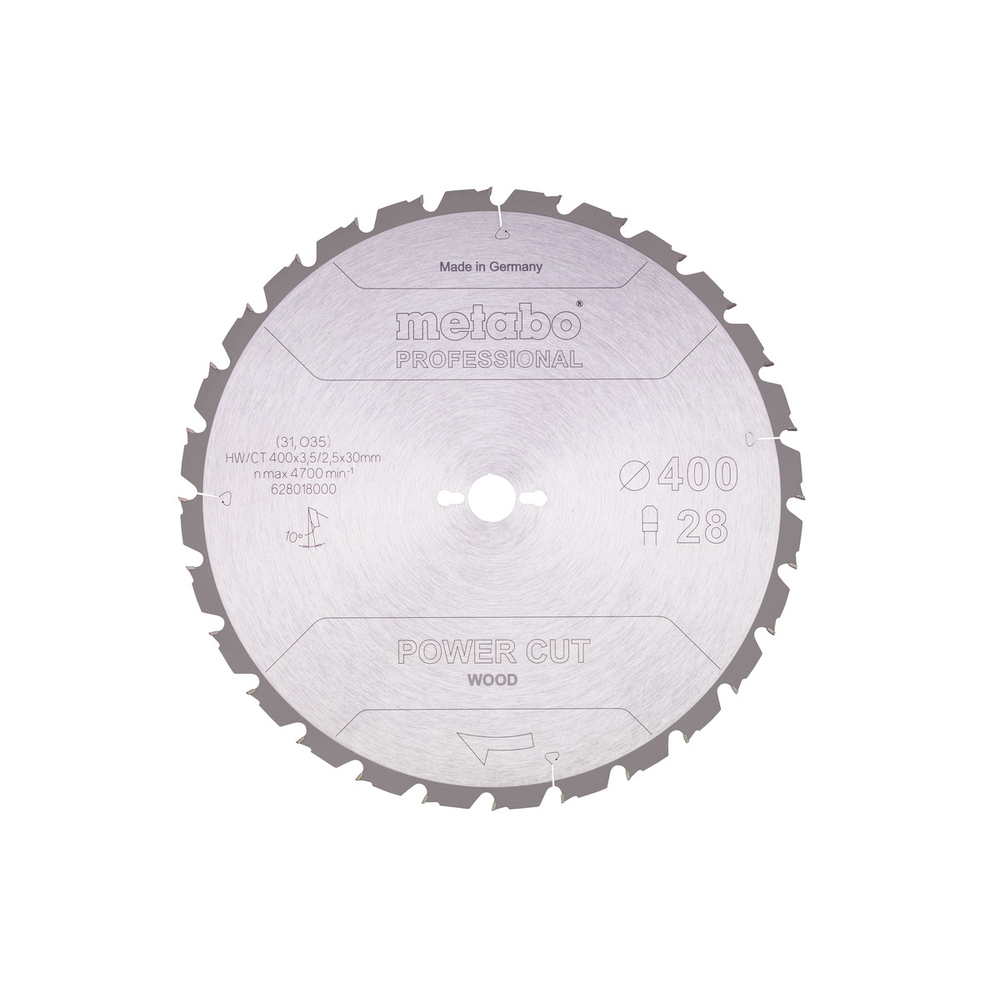 Lame de scie « power cut wood - professional », 400x30 Z28 TZ 10° - METABO - 628018000