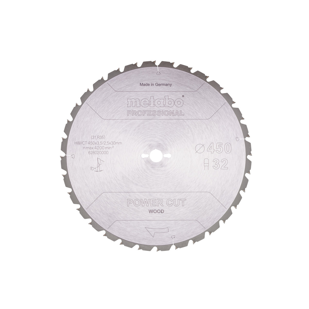 Lame de scie « power cut wood - professional », 450x30 Z32 TZ 10° - METABO - 628020000