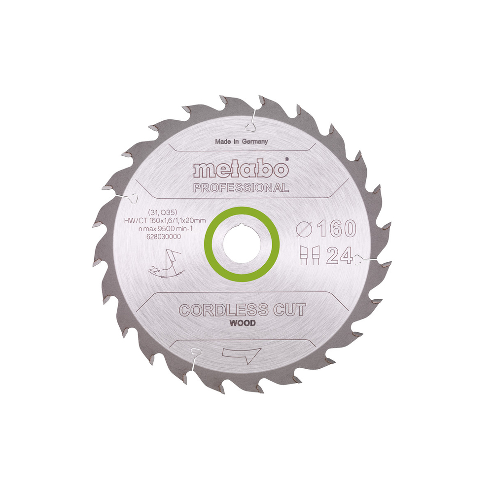 Lame de scie « cordless cut wood - professional », 160x20 - METABO - 16, Z24 WZ 22° - METABO - 628030000