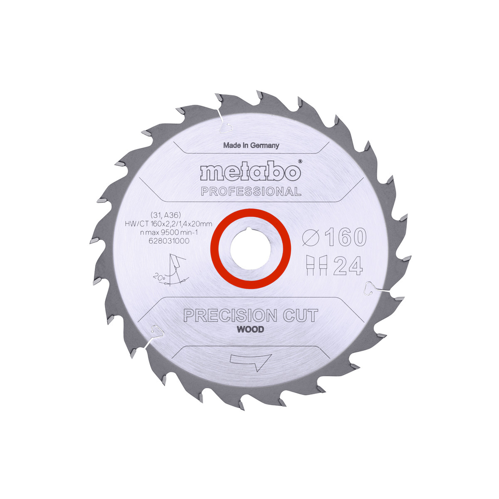 Lame de scie « precision cut wood - professional », 160x20, Z24 WZ 20° - METABO - 628031000