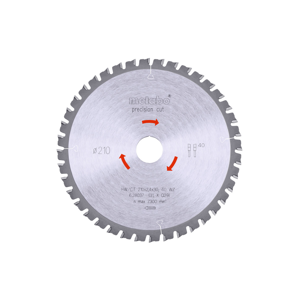 Lame de scie « precision cut wood - professional », 210x30, Z40 WZ 3° - METABO - 628037000