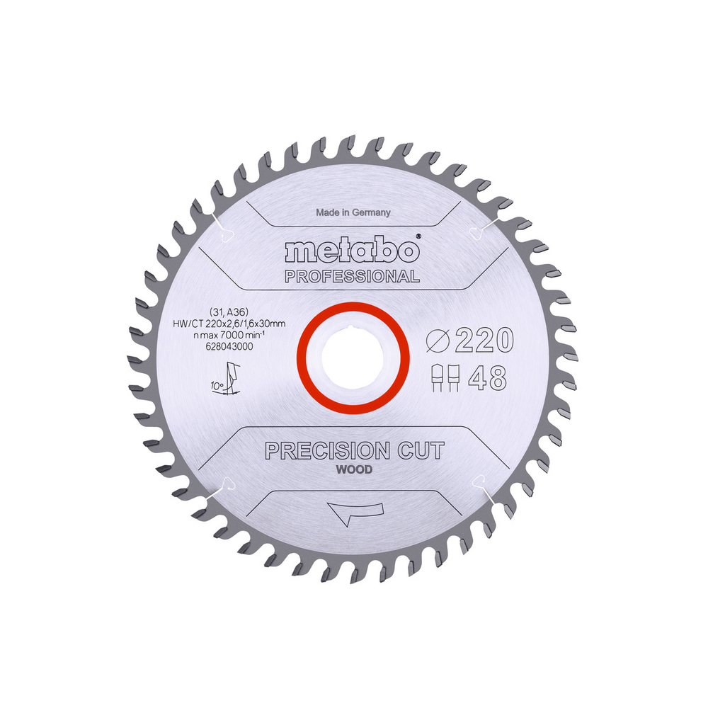 Lame de scie « precision cut wood - professional », 220x30, Z48 DZ/HZ 10° - METABO - 628043000