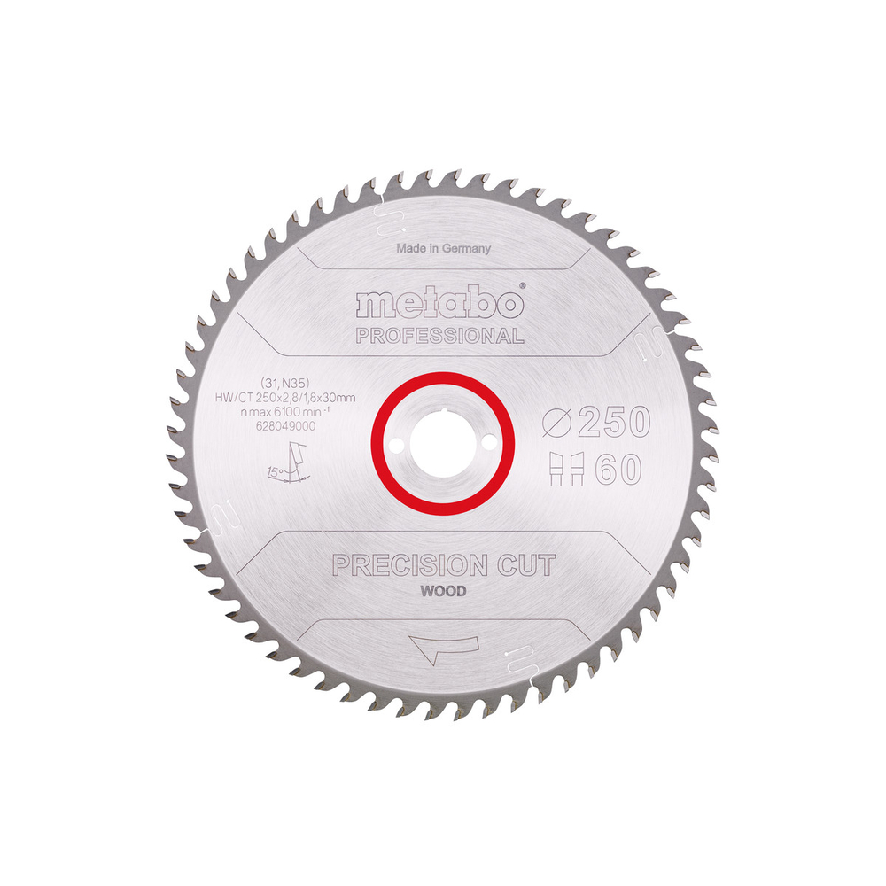 Lame de scie « precision cut wood - professional », 250x30, Z60 WZ 15° - METABO - 628049000