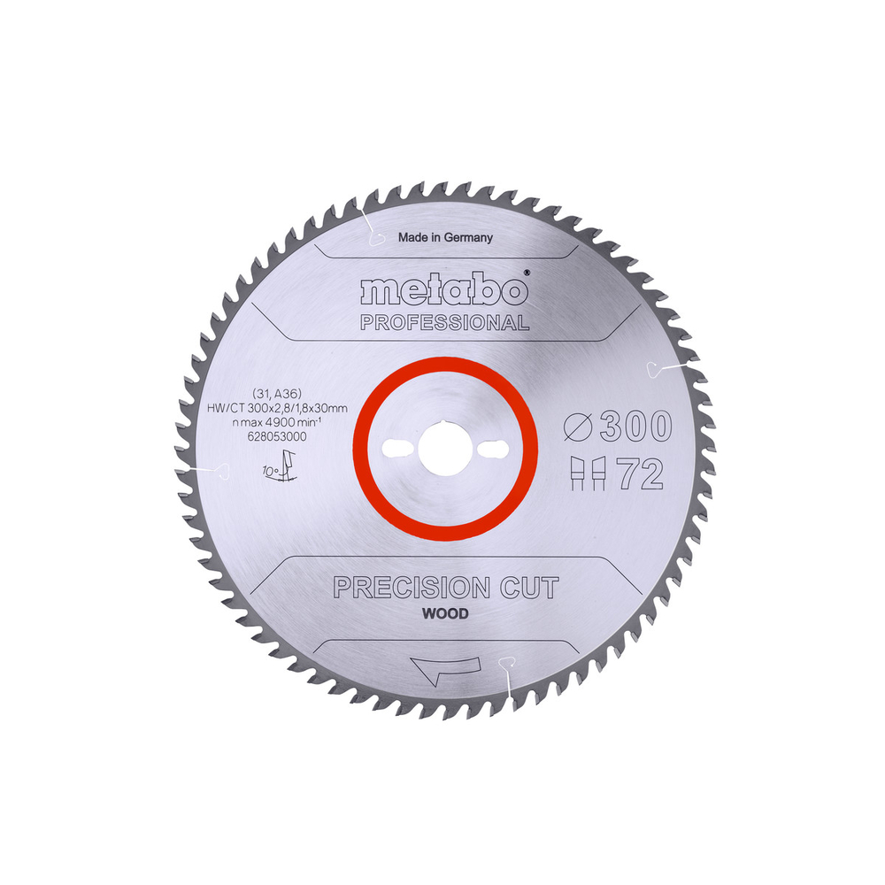 Lame de scie « precision cut wood - professional », 300x30, Z72 WZ 10° - METABO - 628053000