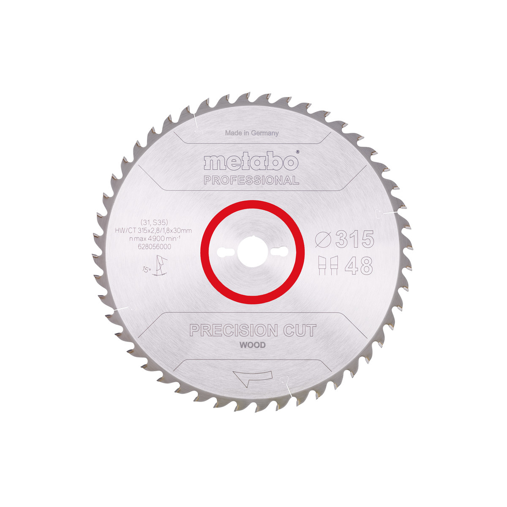 Lame de scie « precision cut wood - professional », 315x30, Z48 WZ 15° - METABO - 628056000
