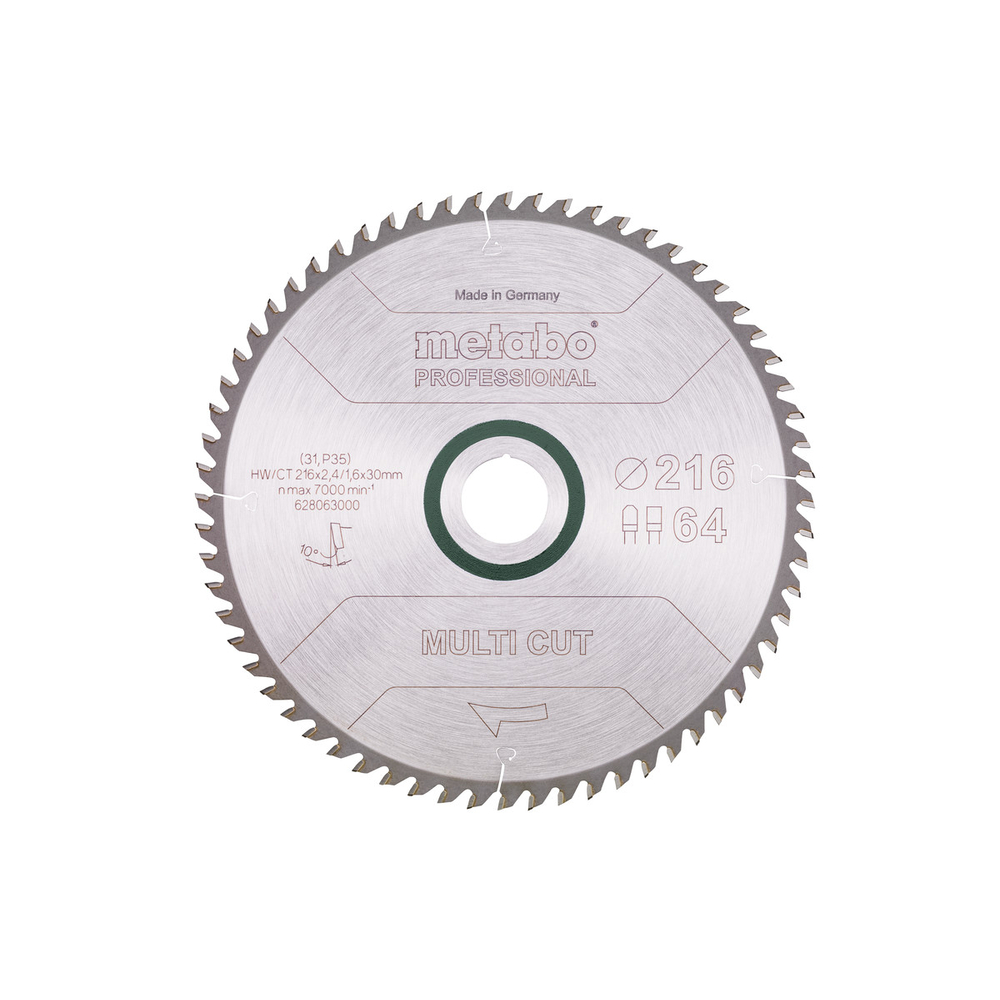 Lame de scie « multi cut - professional », 216x30, Z64 FZ/TZ, 10° - METABO - 628063000
