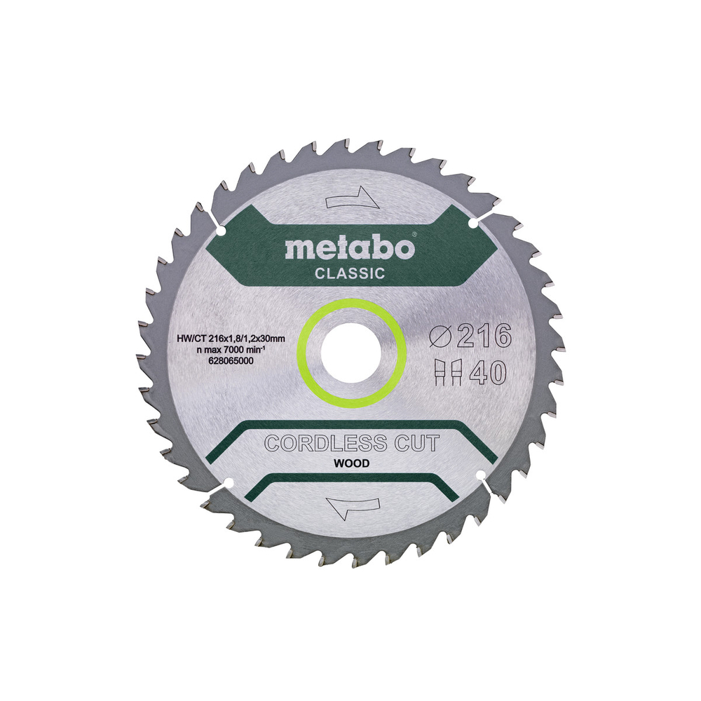 Lame de scie « cordless cut wood - classic », 216x30 Z40 WZ 5° - METABO - 628065000
