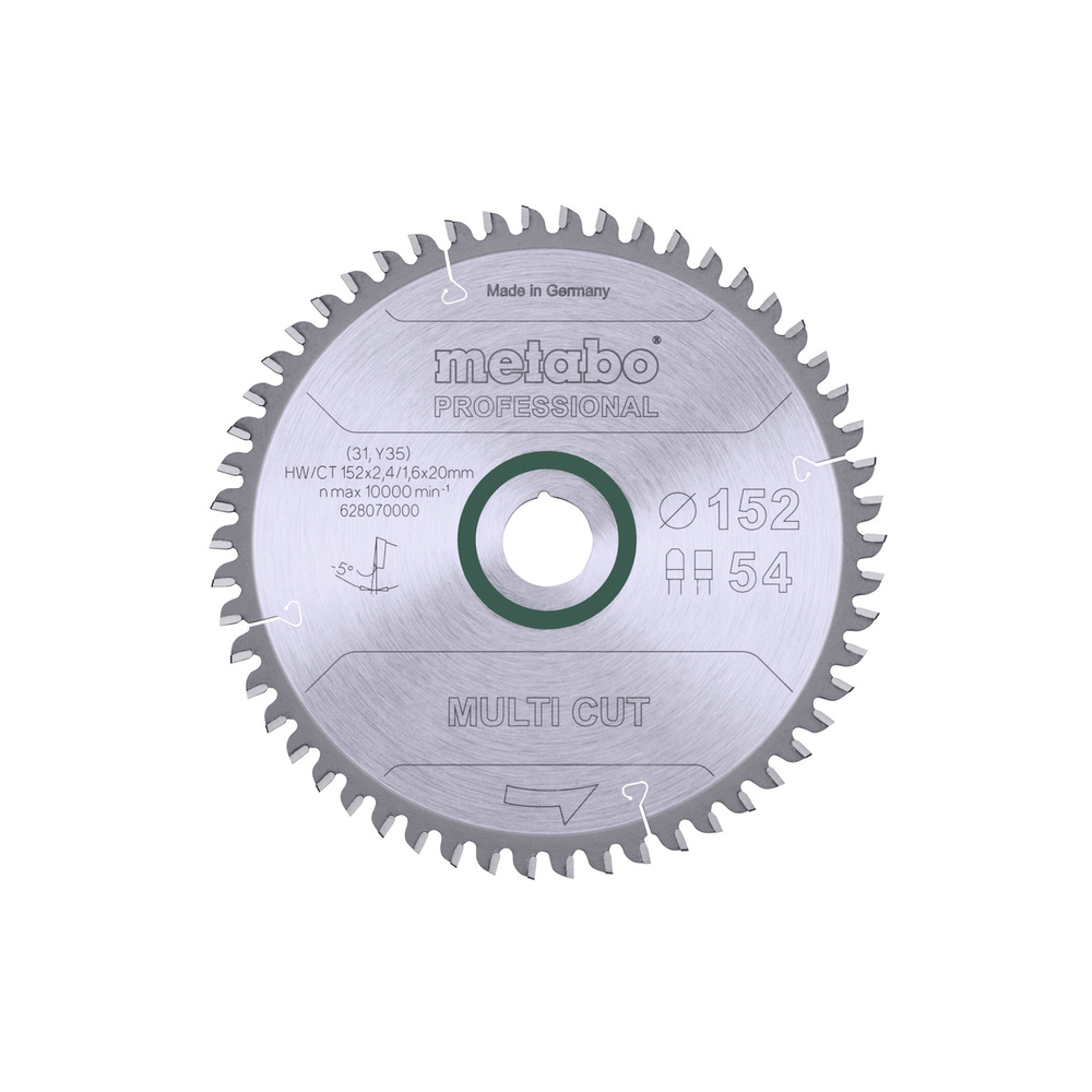 Lame de scie « multi cut - professional », 152x20, Z54 FZ/TZ 5° nég. - METABO - 628070000