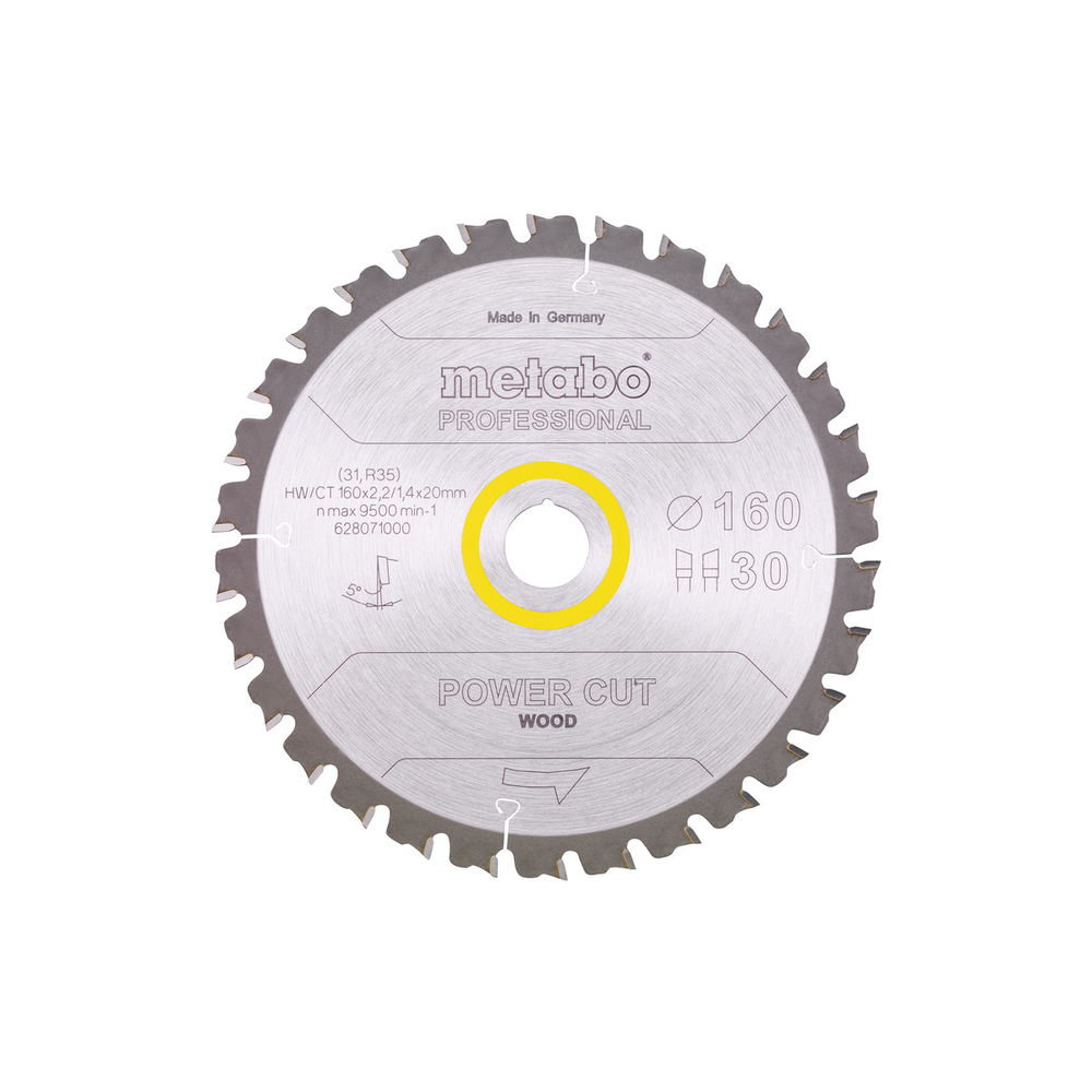 Lame de scie « power cut wood - professional », 160x20, Z30 WZ 5° - METABO - 628071000